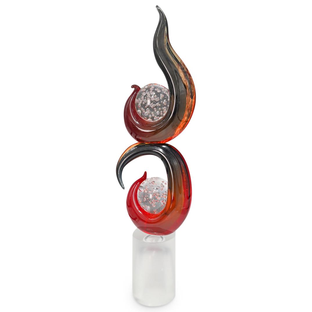 Murano Glass Double Flame Modern Sculpture (1 of 8)