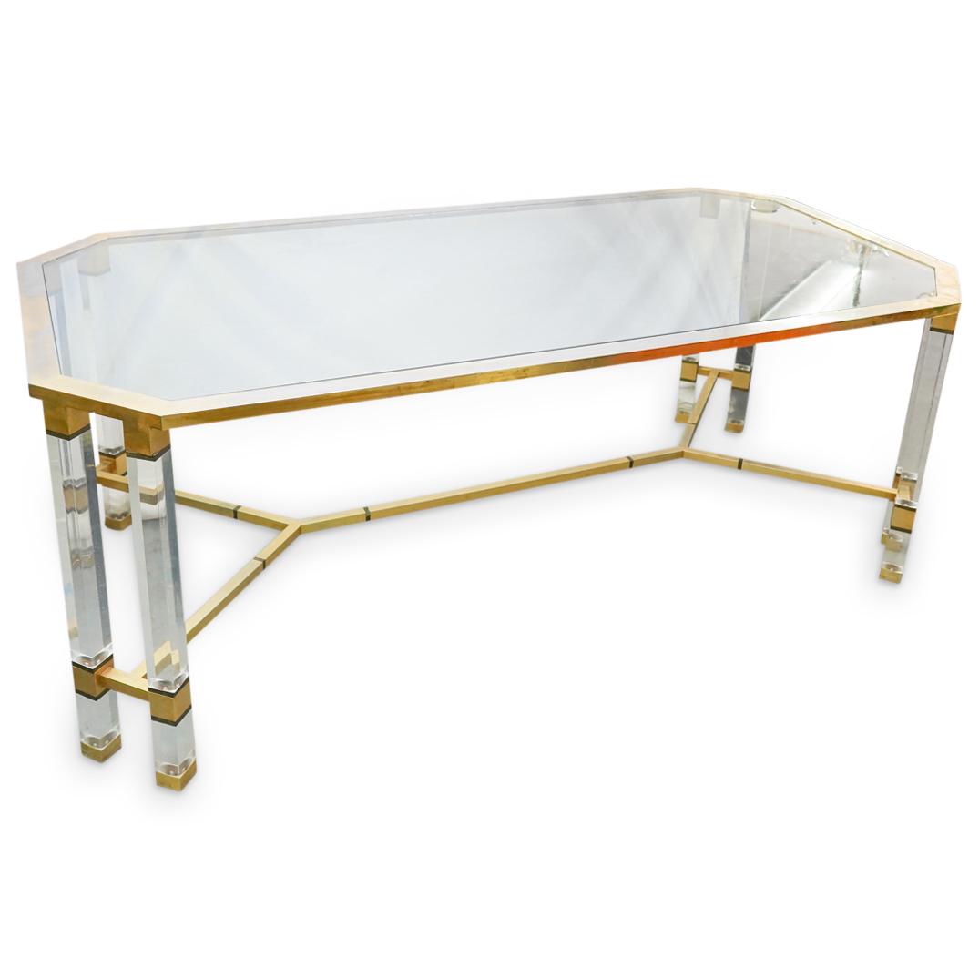 Charles Hollis Jones (American, 1945) Lucite, Brass & Glass Dining Table (1 of 5)