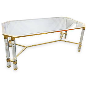 Charles Hollis Jones (American, 1945) Lucite, Brass & Glass Dining Table (1 of 5)