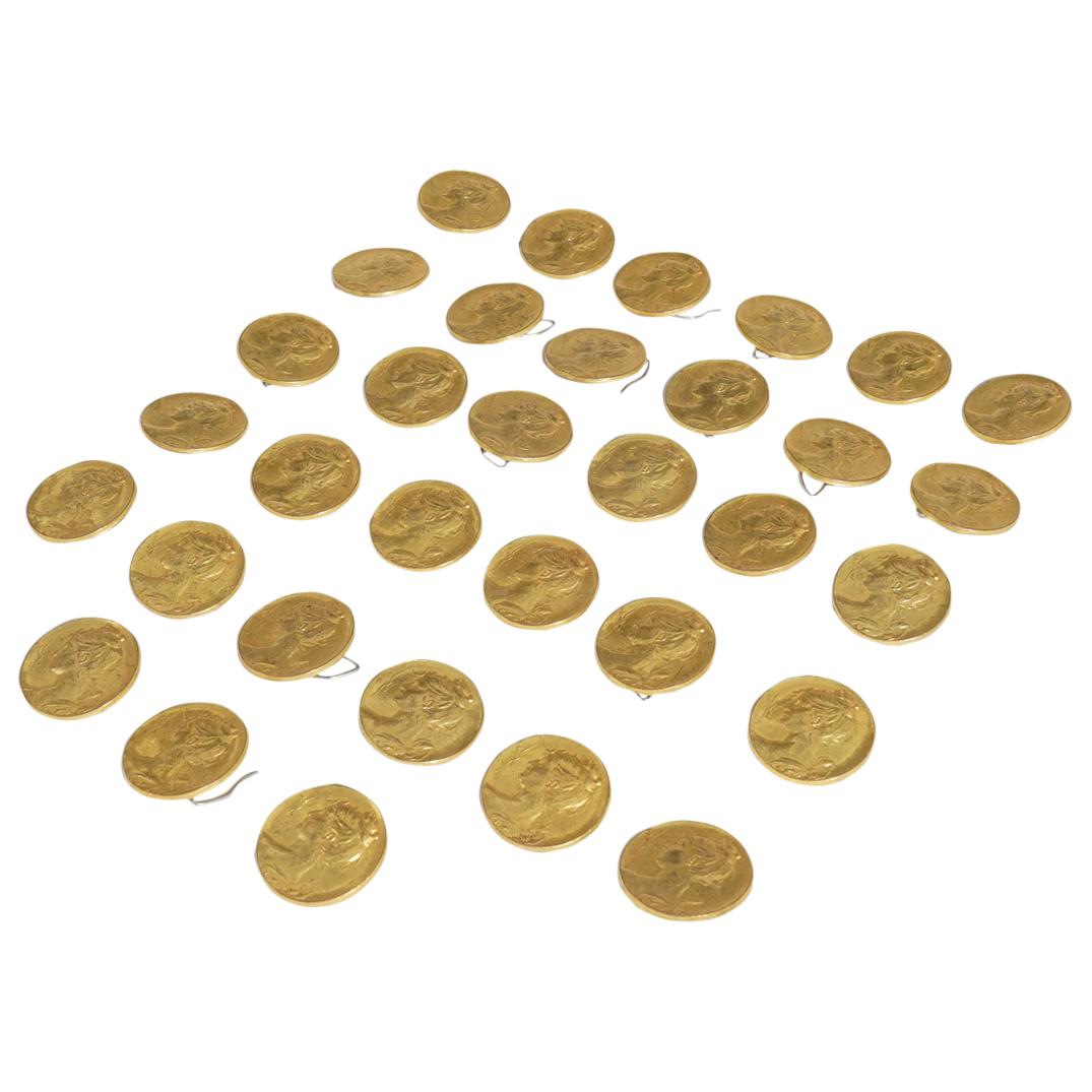 (33Pc) Art Nouveau Gilt Bronze Medallions (1 of 6)