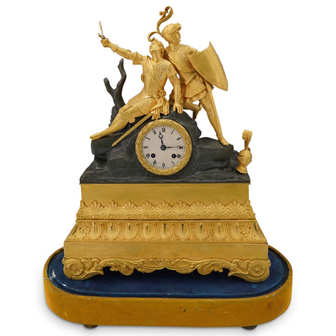 19th Cent. French Empire Gilt & Patinated Bronze Mantle Clock (1 of 8)