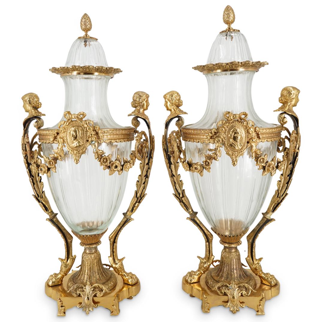 Pair of Baccarat Gilt Bronze & Crystal Urns (1 of 10)
