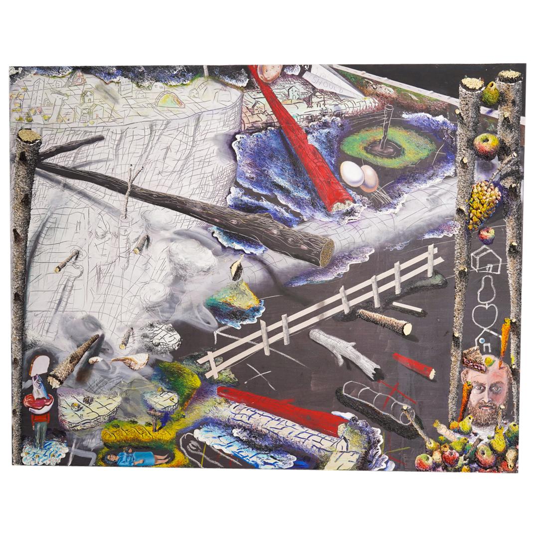 Gerry Bergstein (American, b.1947) "Worry Magic" Large Mixed Media on Canvas Painting (1 of 1)