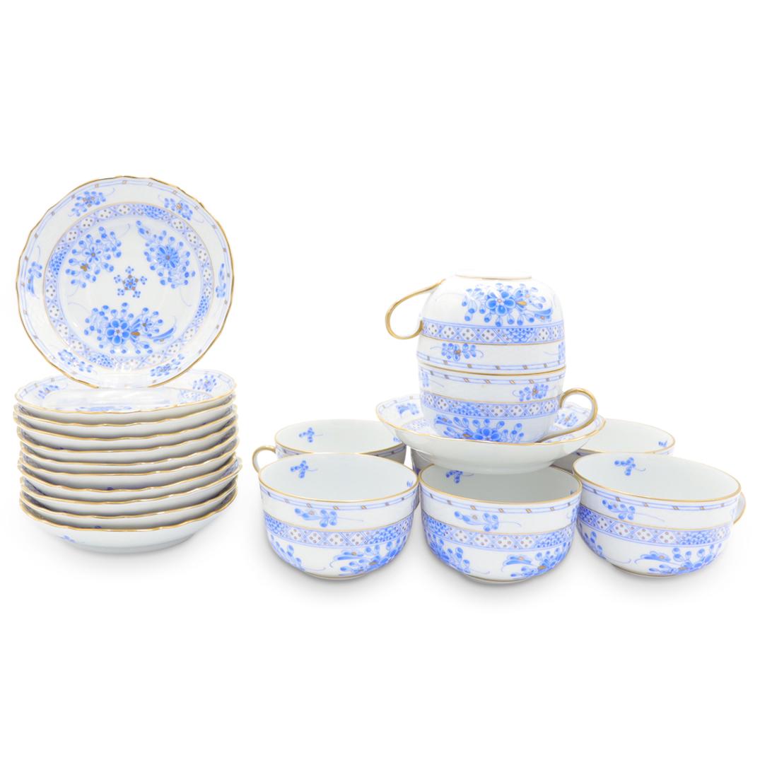 (20 Pc) Herend "Waldstein Blue" Porcelain Tea Cups & Saucer Plates Set (1 of 4)