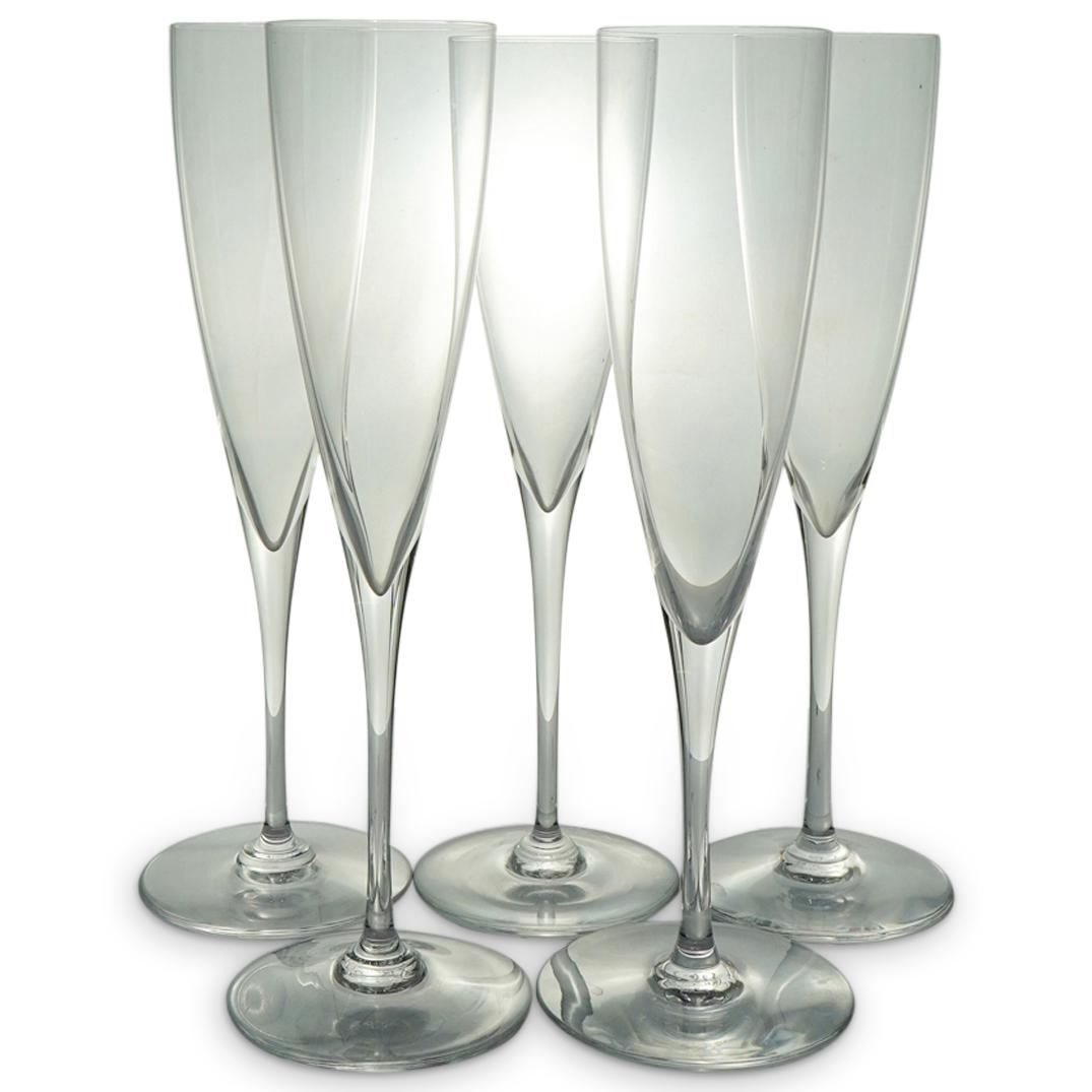 (5 Pc) Baccarat Crystal Dom Perignon Fluted Champagne Glasses (1 of 6)