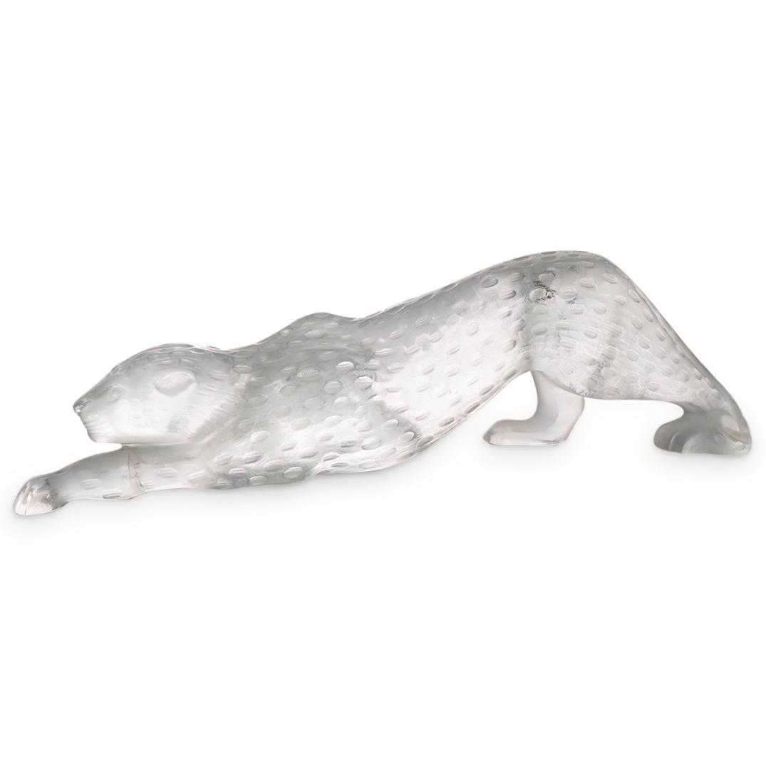 Lalique Crystal "Panther-Zeila" Figurine: DESCRIPTION: A Lalique crystal "Panther-Zeila" figurine in clear crystal. Depicts a walking panther in clear textured frosted crystal. Signed "Lalique France". CIRCA: 20th Century ORIGIN: France DIMEN