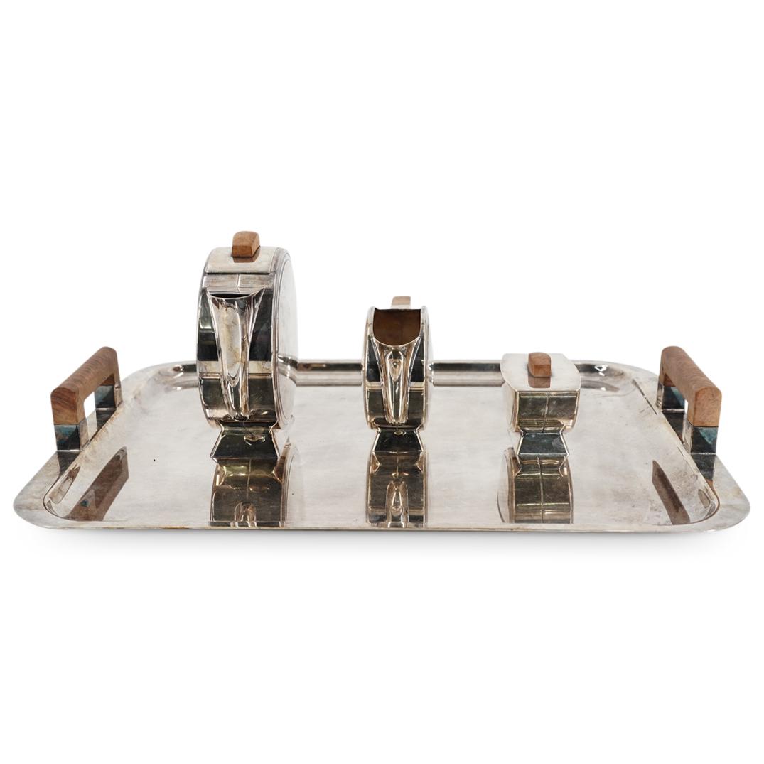 (4 Pc) Christofle Art Deco Burlwood Handled Tea Service (1 of 19)