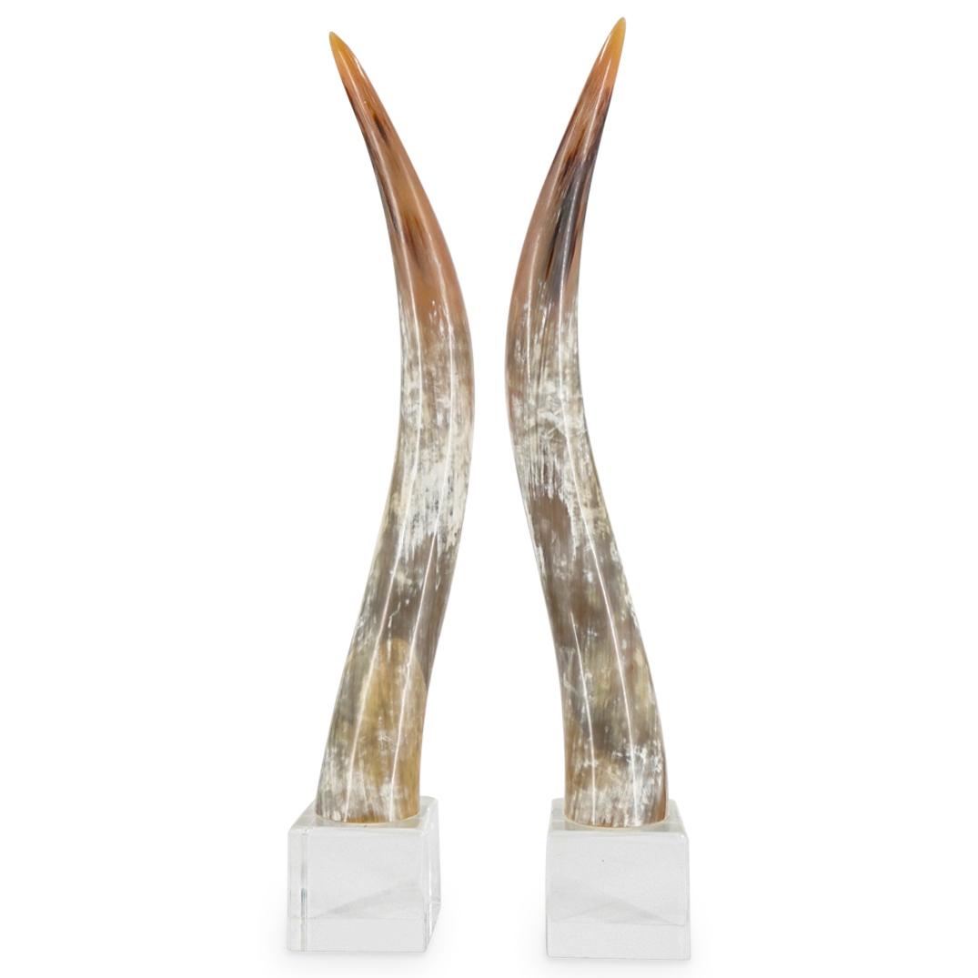 Pair Of Karl Springer Style Steer Horns On Acrylic (1 of 4)