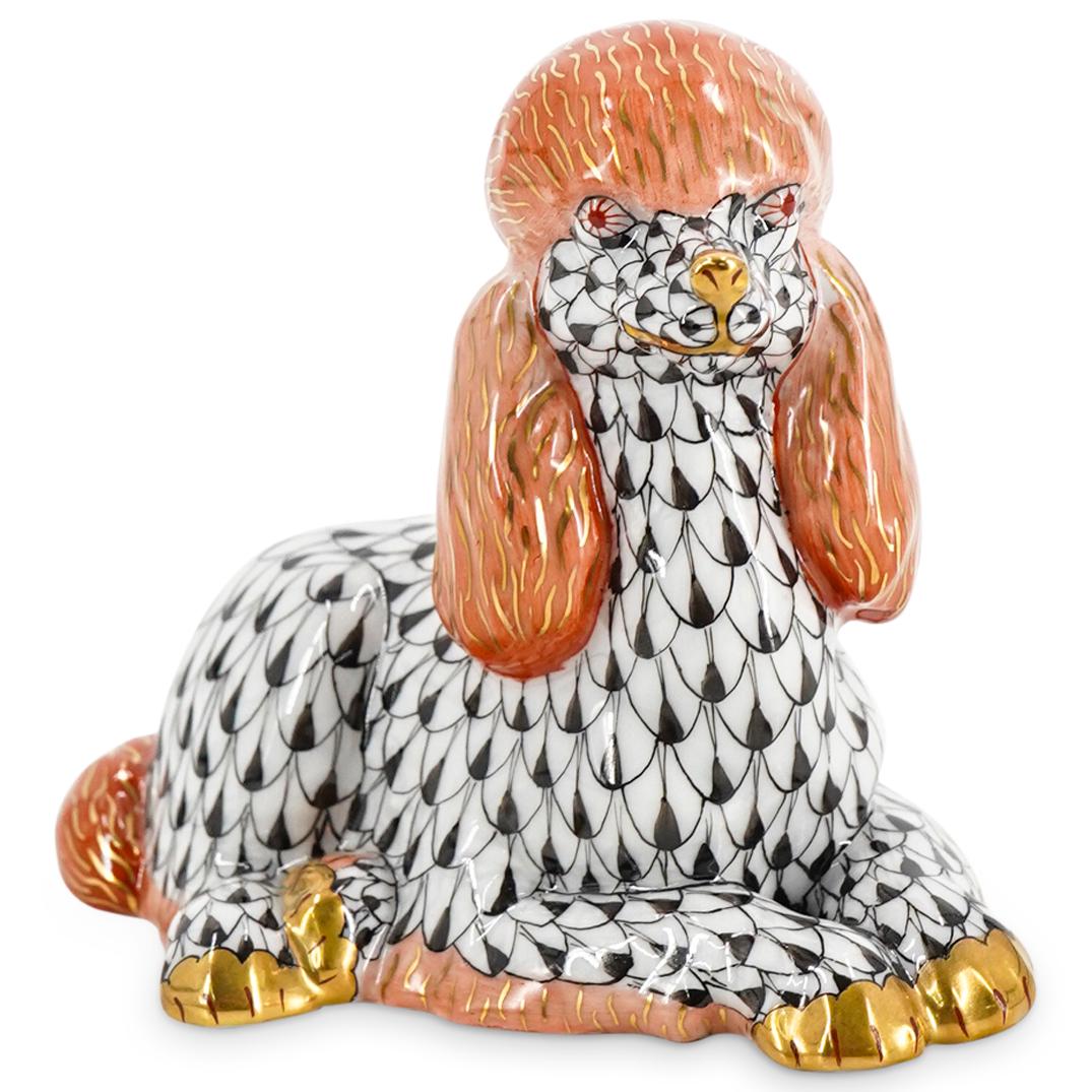 Herend Porcelain "Poodle Dog" Black Fishnet Figurine (1 of 4)