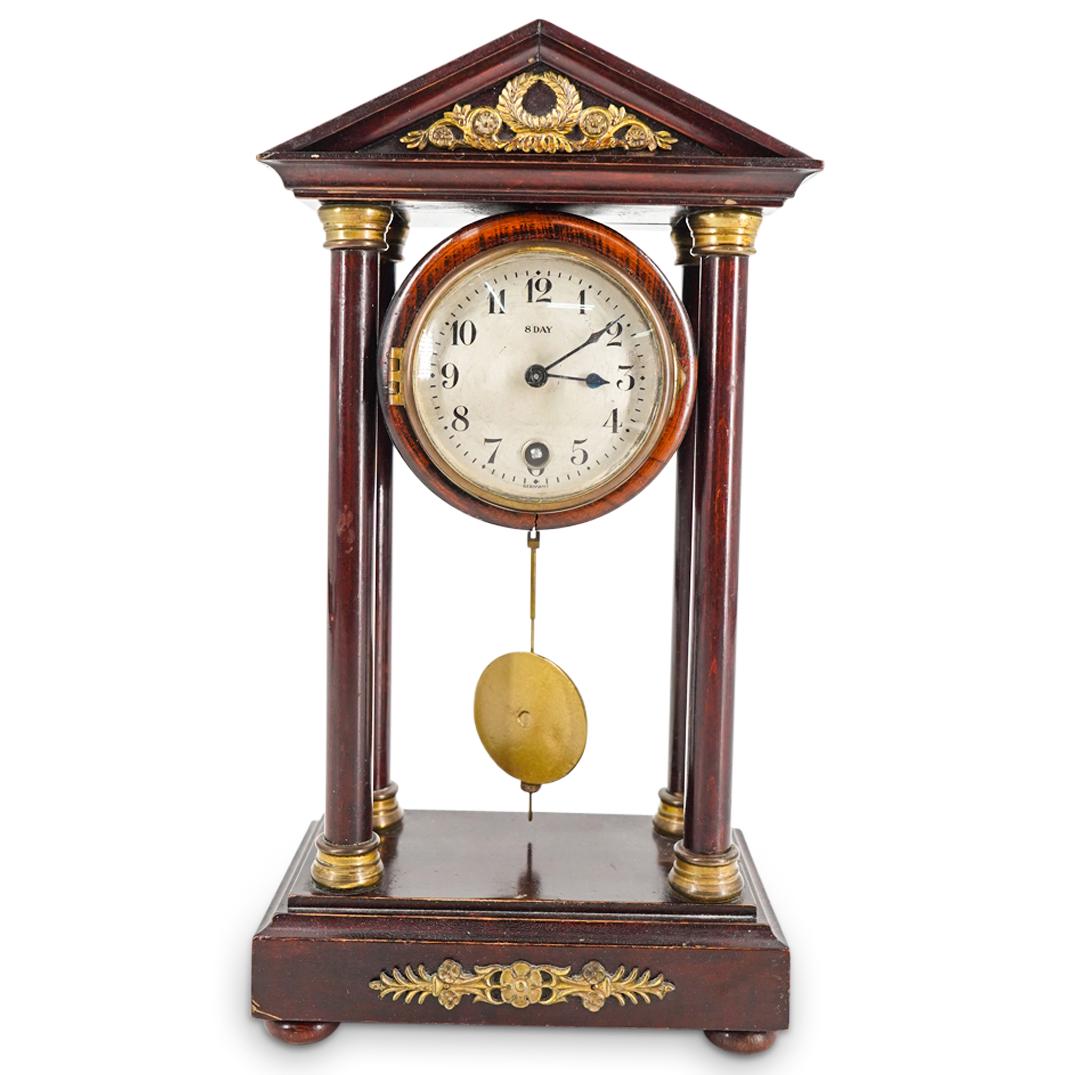 Vintage German Mantle Portico Clock W/ Eight Day Movement (1 of 8)