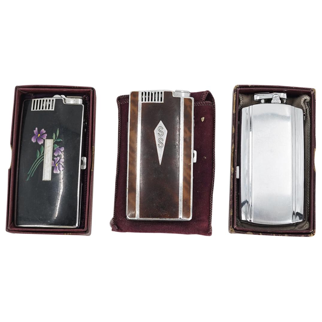 (3Pc) Art Deco Ronson Cigarette Case Lighters in Box (1 of 15)
