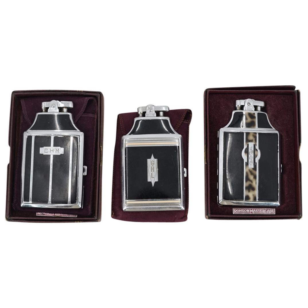 (3Pc) Art Deco Ronson Cigarette Case Lighters in Box (1 of 7)