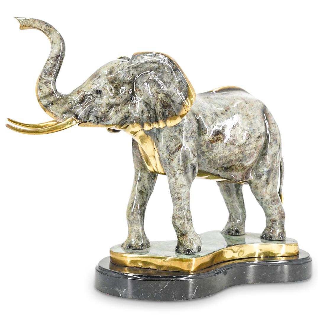 Large Lacquered Gilt Bronze Elephant Sculpture (1 of 13)