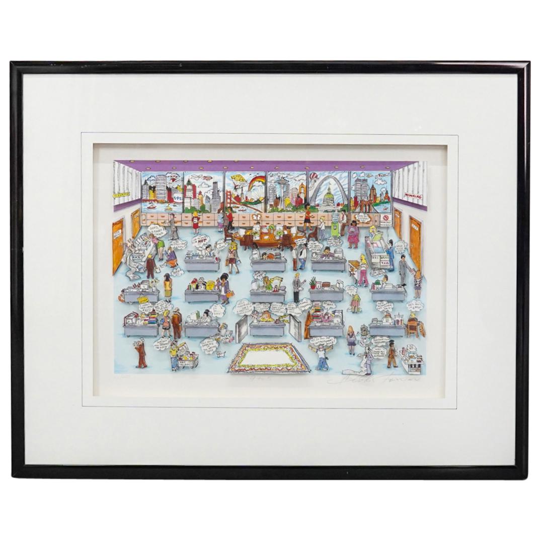 Charles Fazzino (American b. 1955) 3D Lithograph "9 To 5, A Day At The Office" (1 of 11)