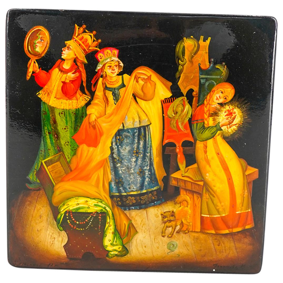 Russian Fedoskino "Scarlet Flower" Lacquer Box (1 of 8)