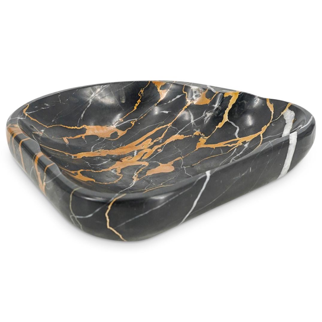 Polished Natural Black Marble Portoro Dish/Ashtray (1 of 7)