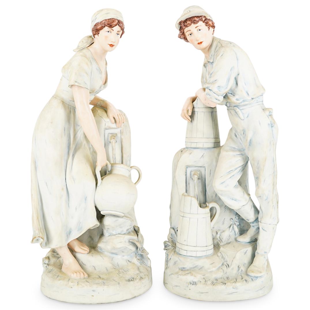 (2 Pc) Royal Dux Bohemia Porcelain Large Sculptures (1 of 20)