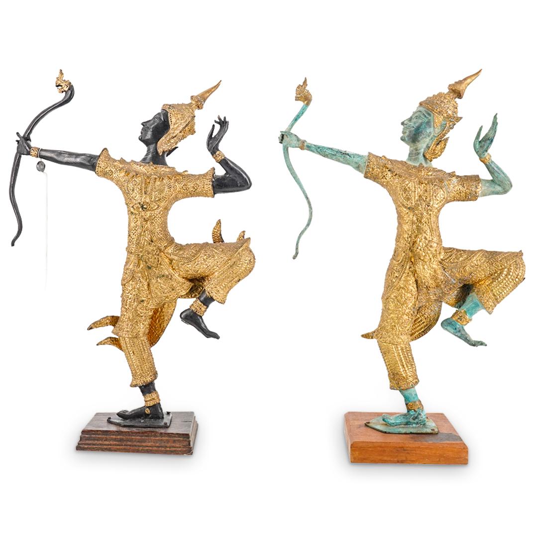 (2 Pc) Rama Archer Bronze Statues (1 of 20)