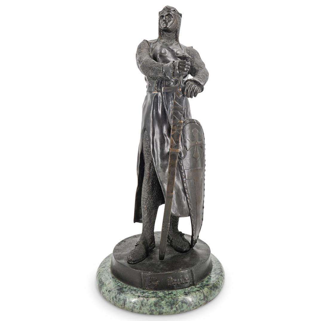 Antique Maurice Favre (French, 1875) "Le Preux" Bronze Sculpture (1 of 11)