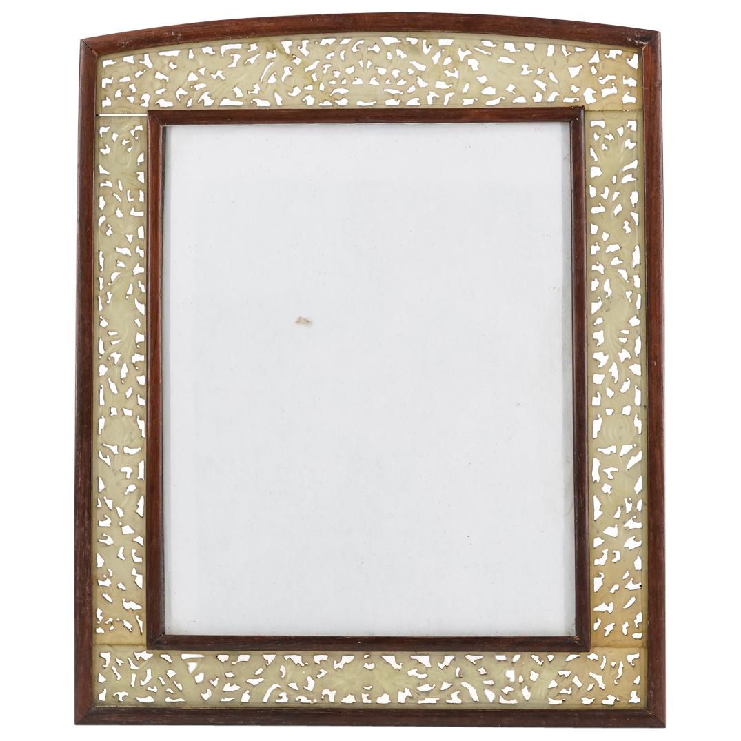 Antique Chinese Carved Celadon Jade / Wood Photo Desk Frame (1 of 4)