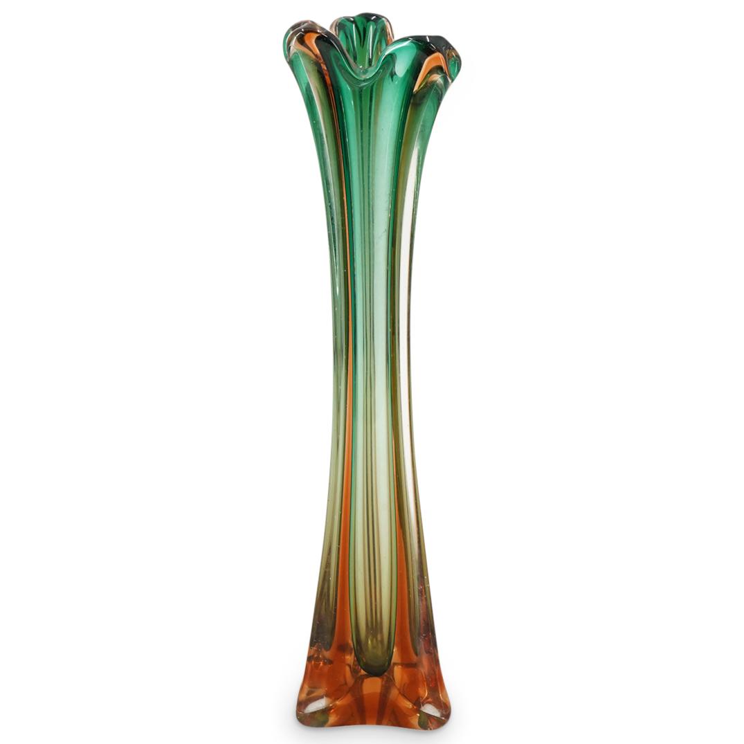 Murano Triangular Elongated Art Glass Vase (1 of 6)