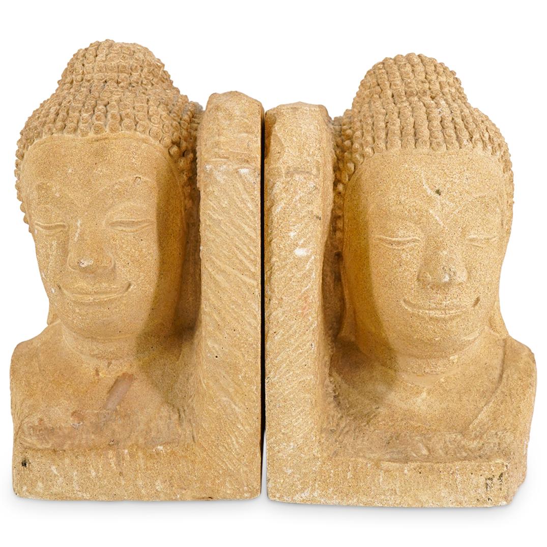 Cast Stone Buddha Bookends (1 of 7)