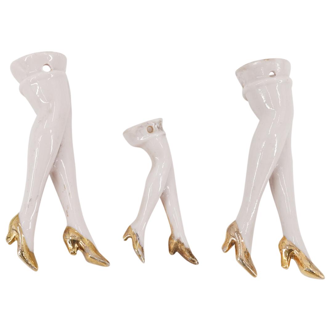German Vintage Porcelain Half-Doll Pin Cushion Flapper Legs (1 of 4)