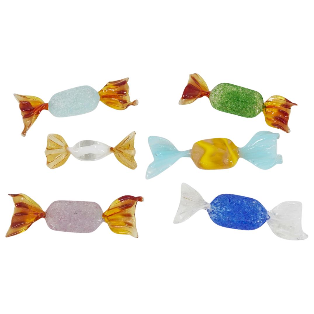 (6 Pc) Murano Art Glass Candy Figurines Set (1 of 6)