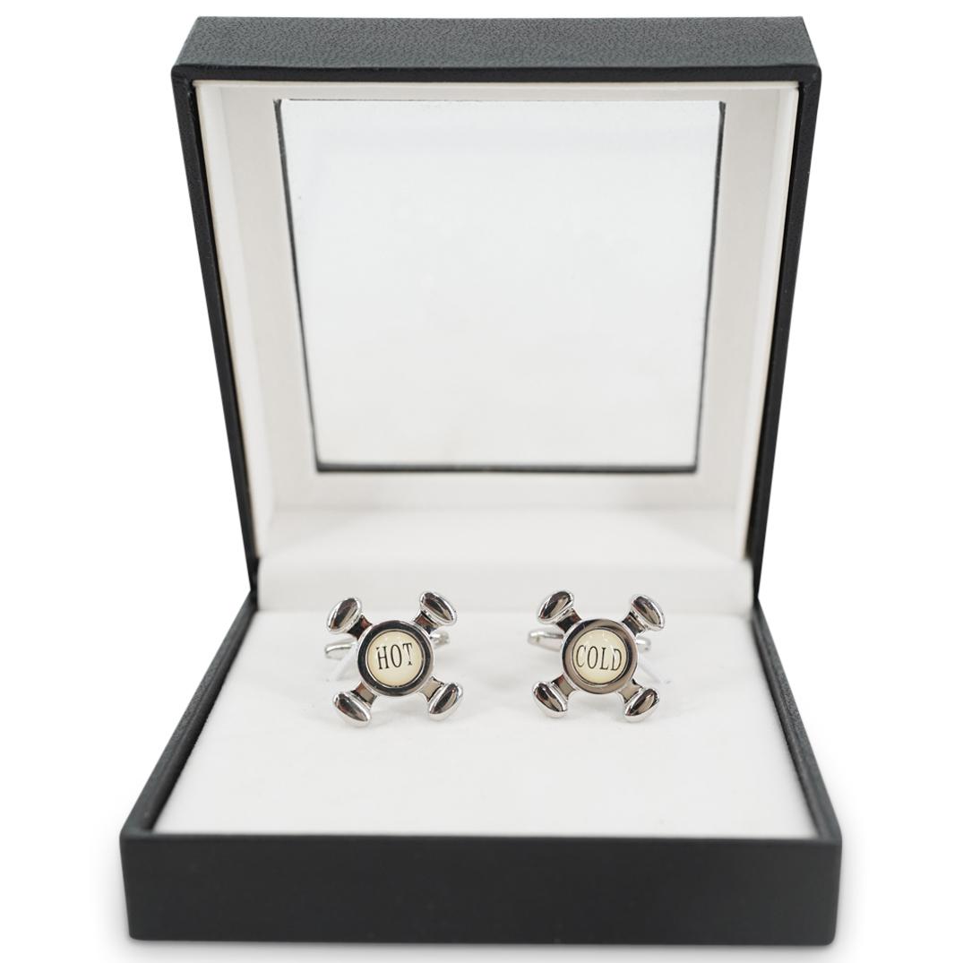 Hot and Cold Faucet Silver Tone Cufflinks (1 of 4)