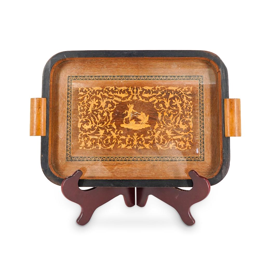 French Inlaid Wood Marquetry Intarsio Serving Tray (1 of 5)