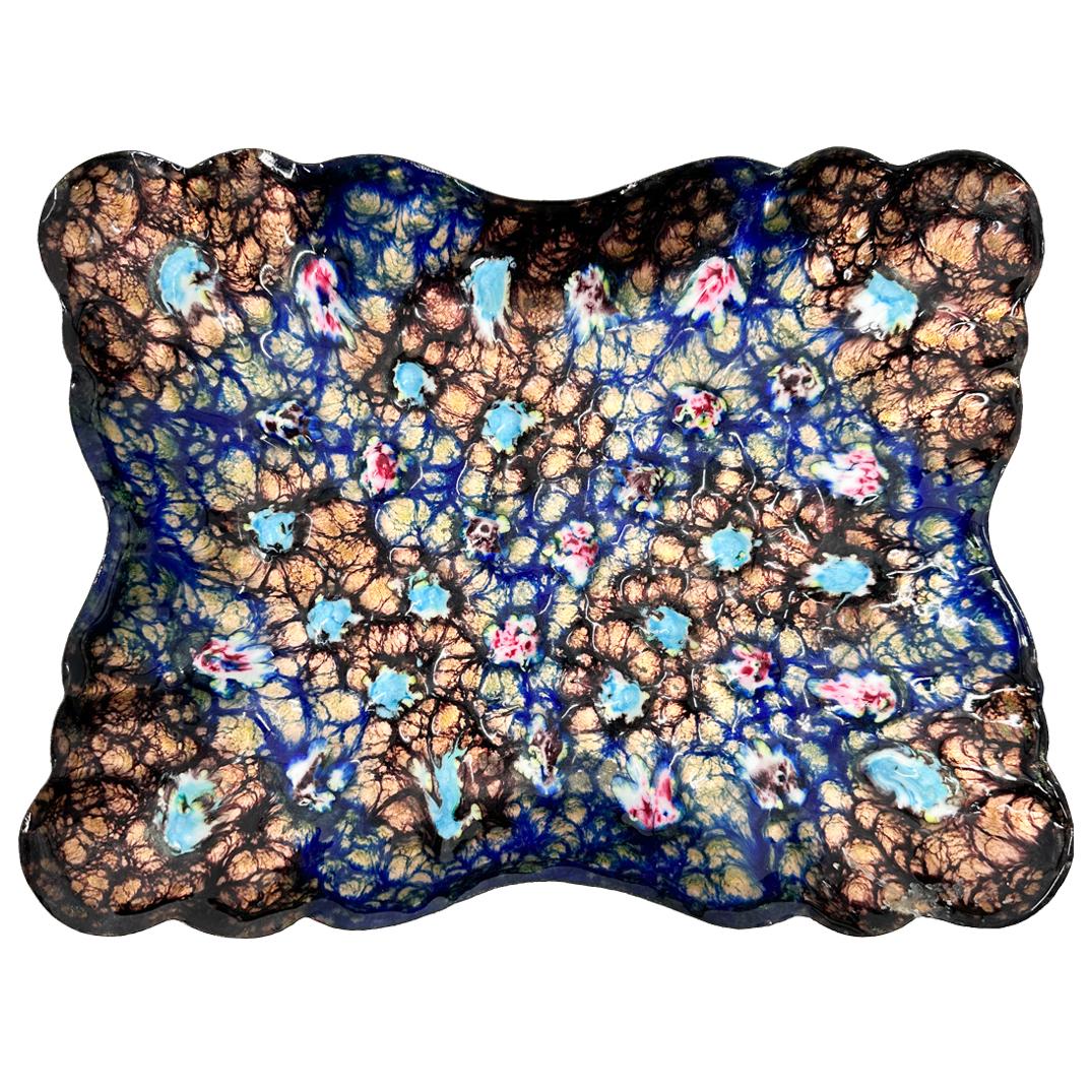 Vintage Polychrome Enamel Copper Platter (1 of 4)