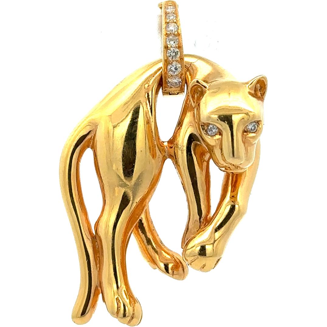 Cartier Style 18K Gold Panther Pendant (1 of 3)