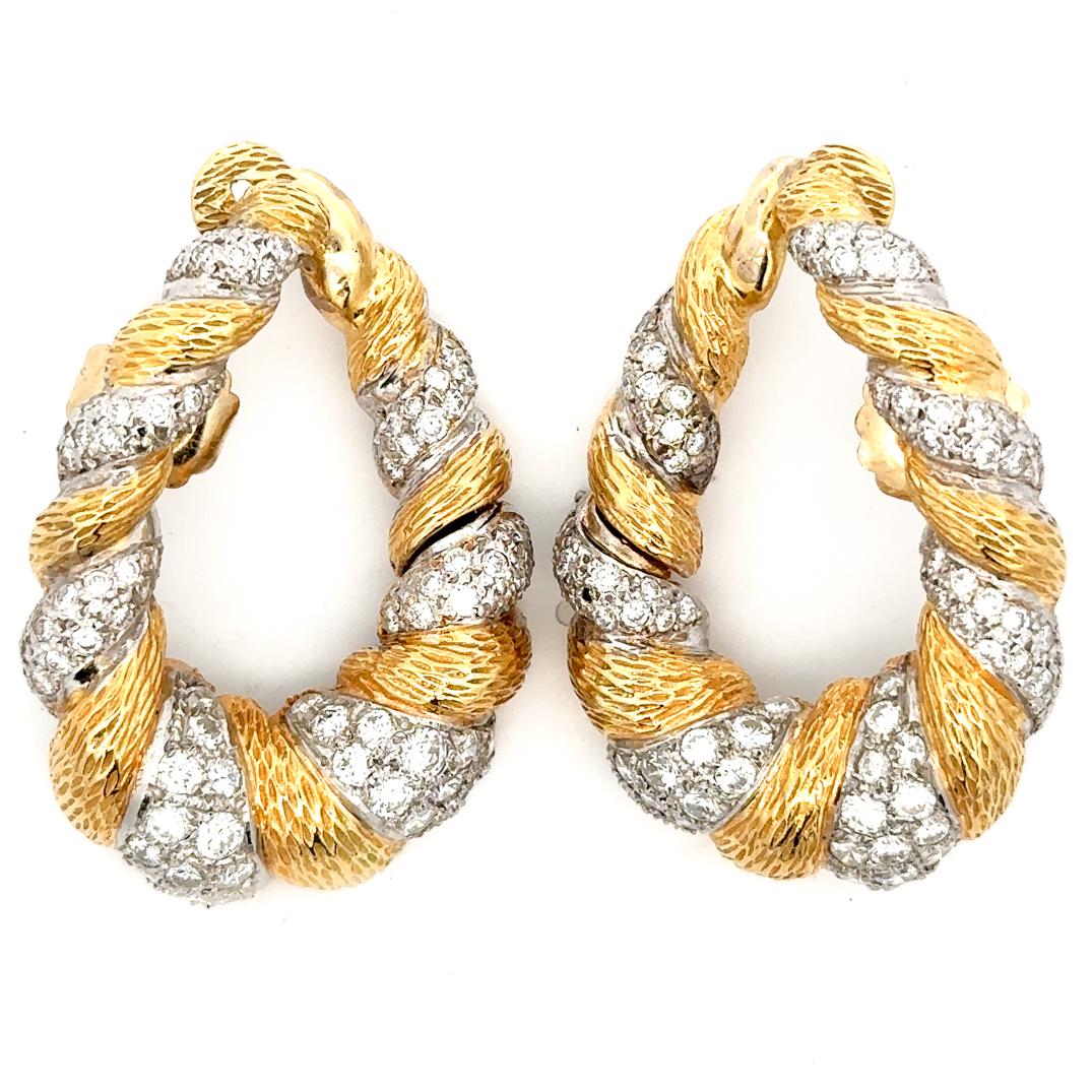Pair of Vintage 18k Gold and Diamond Cornucopia Earrings (1 of 4)