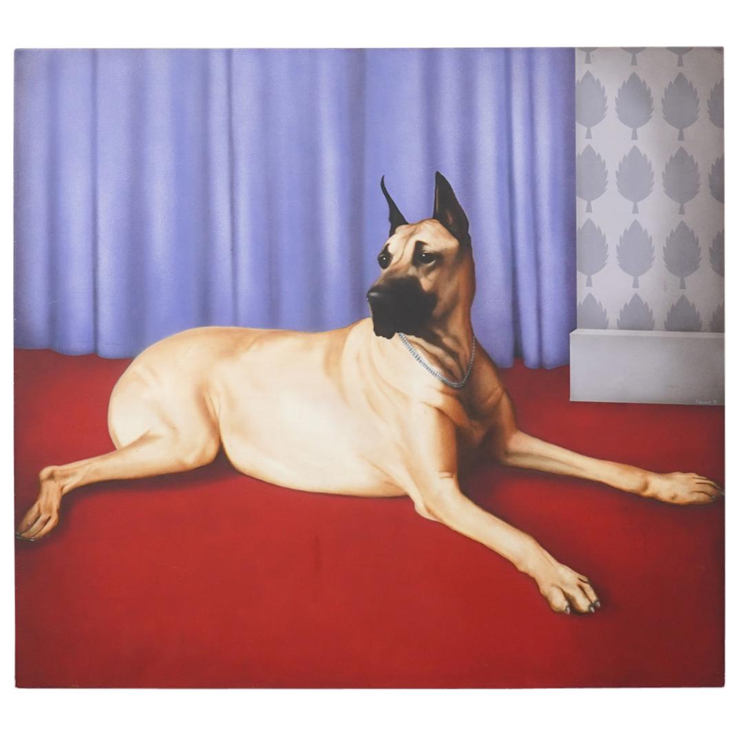 Tom Palmore (American, B. 1945) 'Great Dane' Oil on Canvas Painting (1 of 9)
