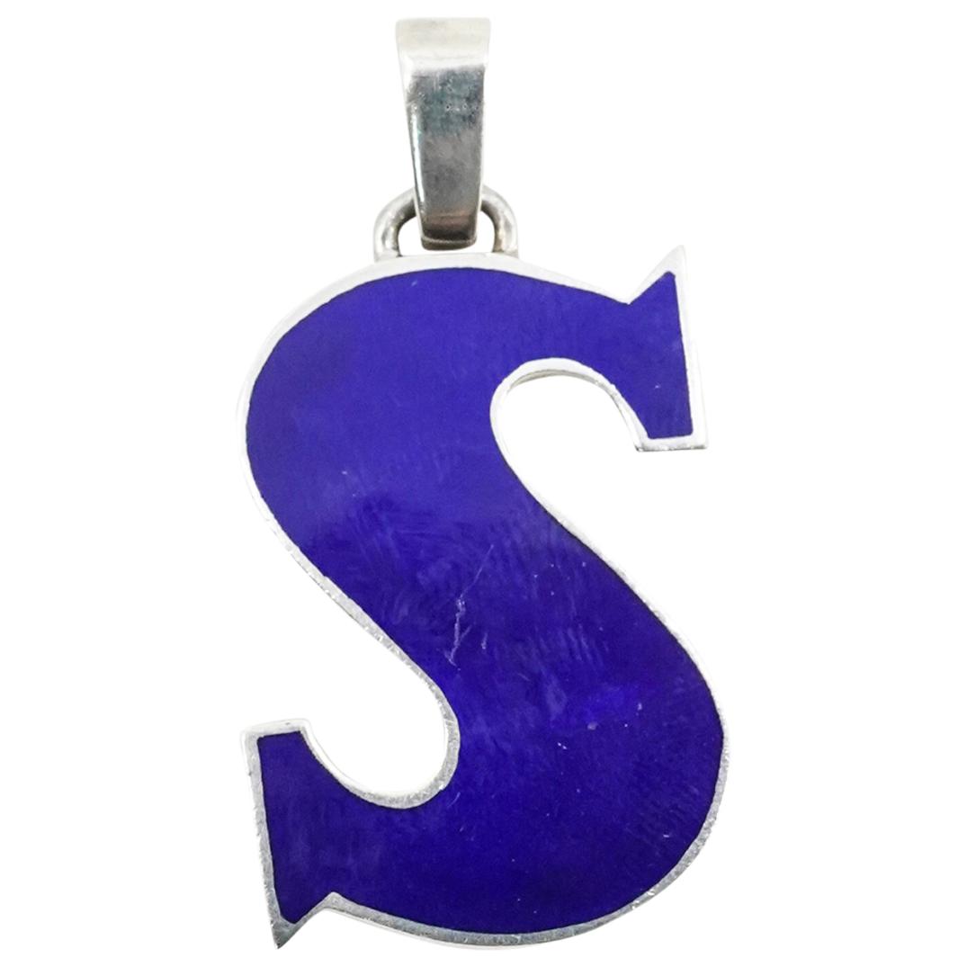 Vintage Gucci Enamel Letter S Sterling Silver Pendant (1 of 3)