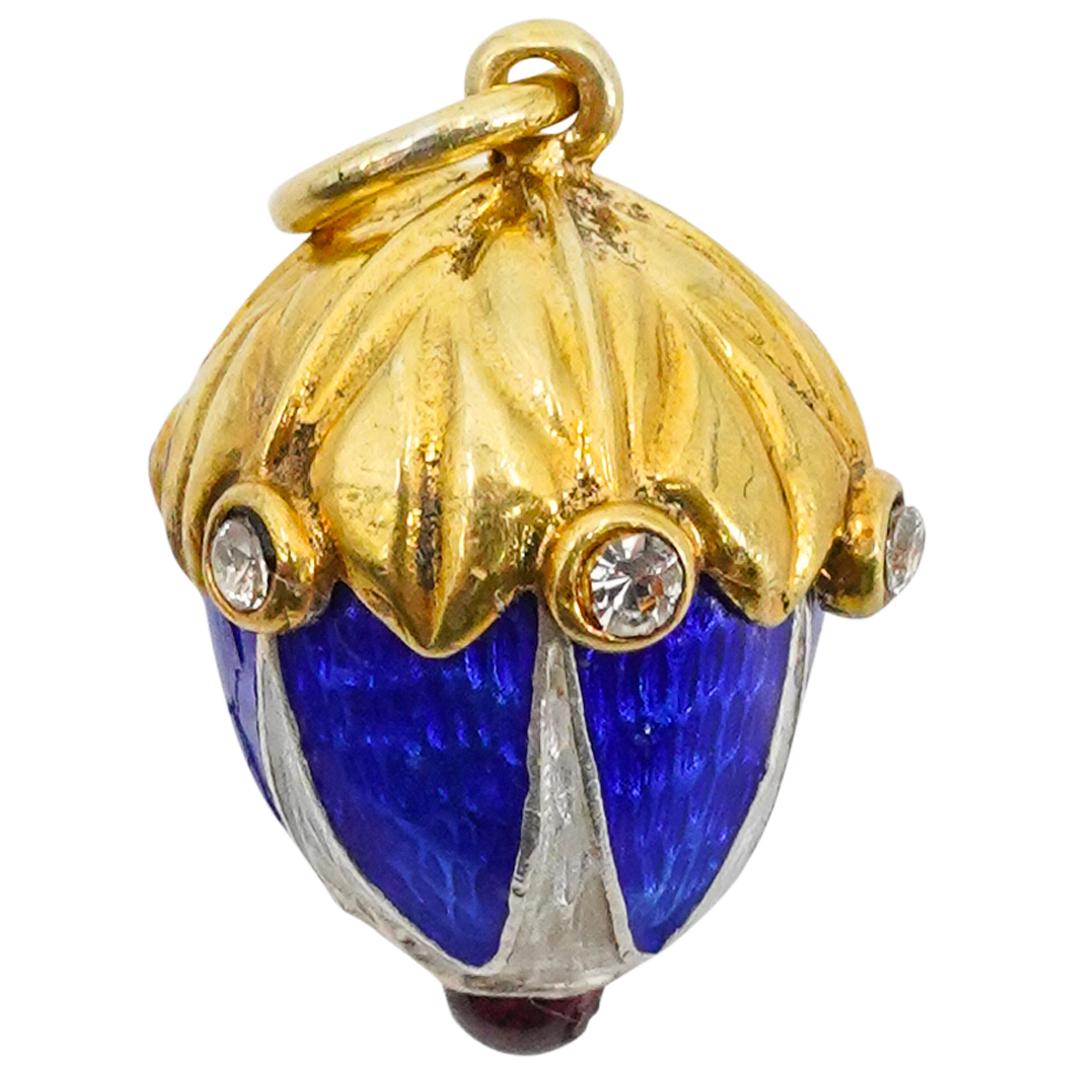 Enameled Faberge Russian Egg Acorn Charm Pendant (1 of 3)