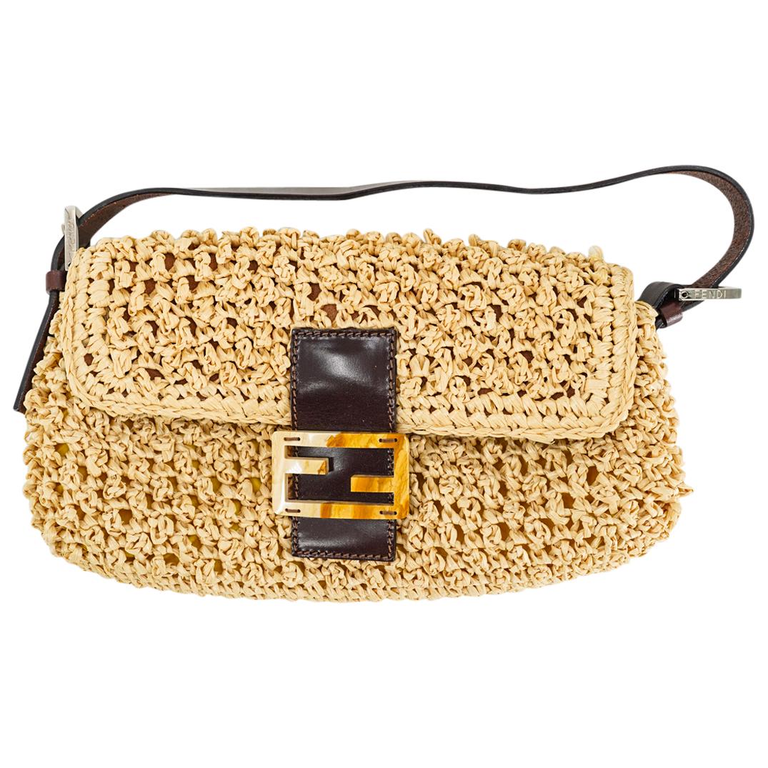 Fendi straw baguette sale