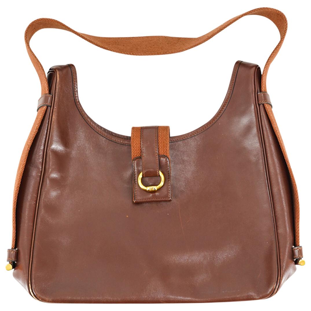 Vintage Hermes Brown Leather Hobo Shoulder Bag (1 of 10)