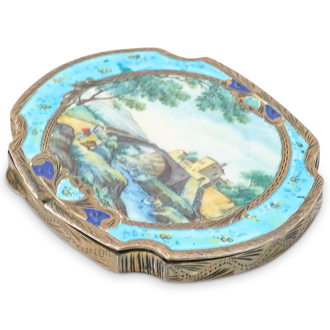 Antique Italian 800 Silver Enameled Compact (1 of 4)