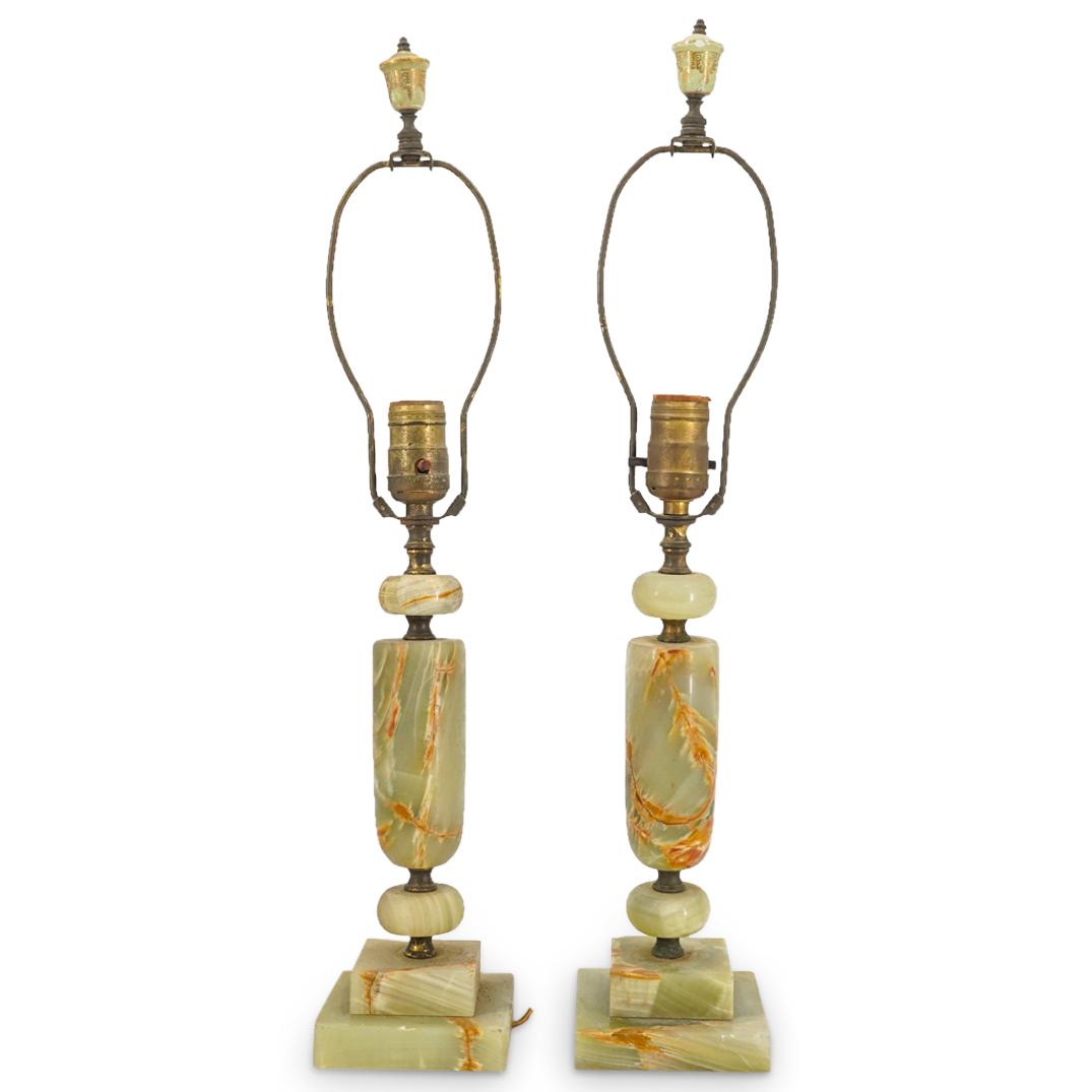 Pair of Antique Onyx Table Lamps (1 of 6)