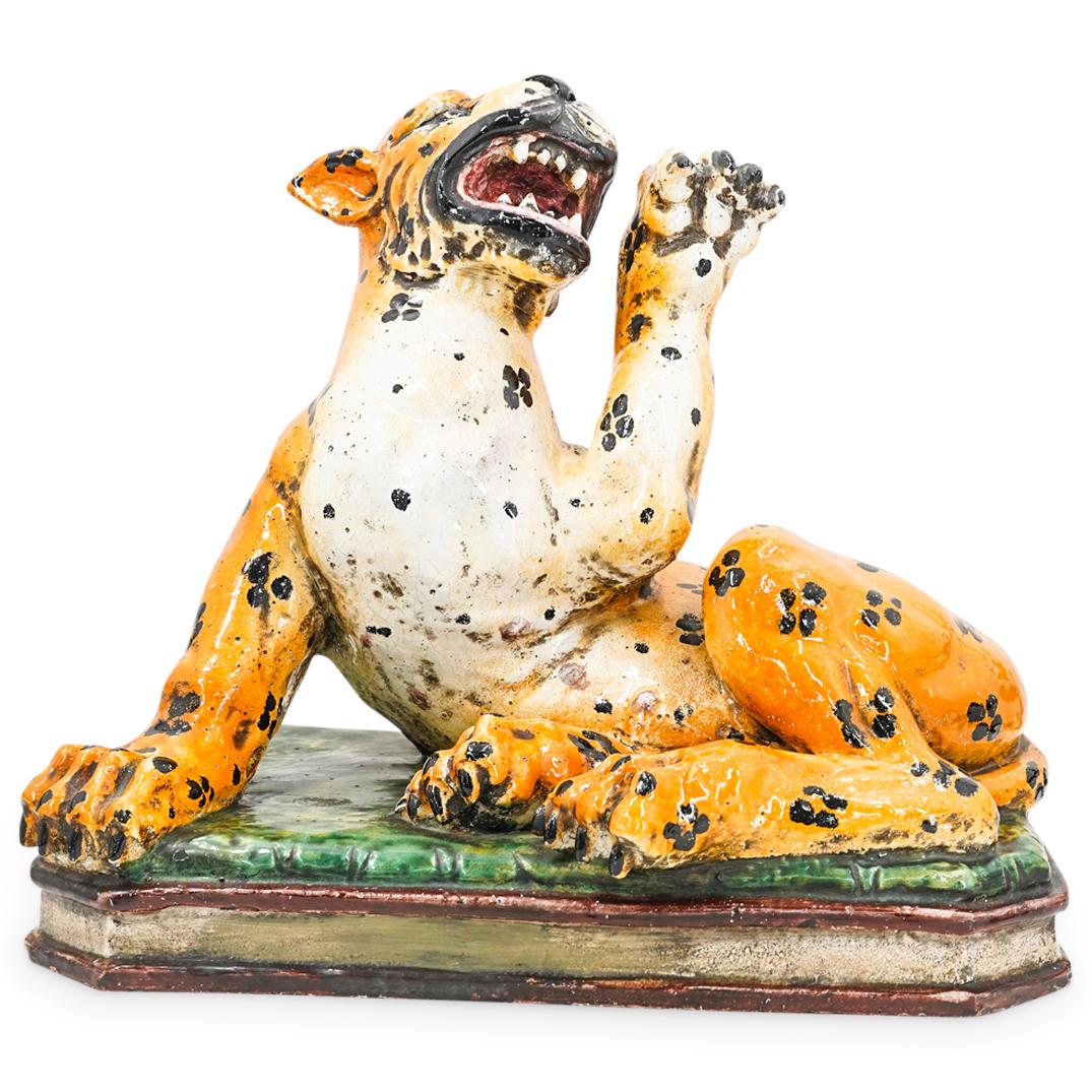 Antique Italian Ceramic Majolica Leopard (1 of 17)
