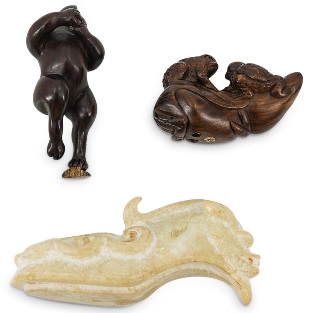 (3 Pc) Carved Japanese Netsukes (1 of 10)