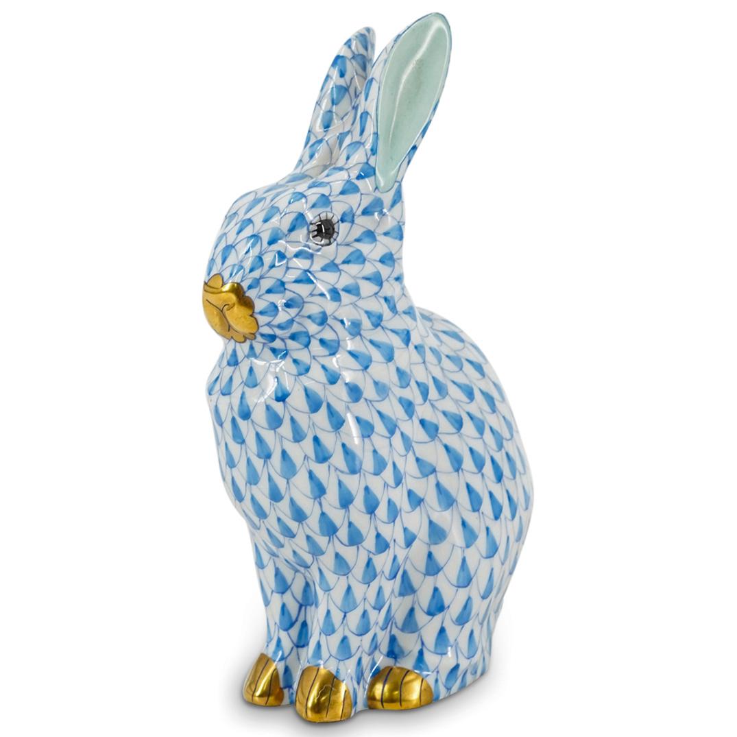 Herend Porcelain "Rabbit" Blue Fishnet Figurine (1 of 4)