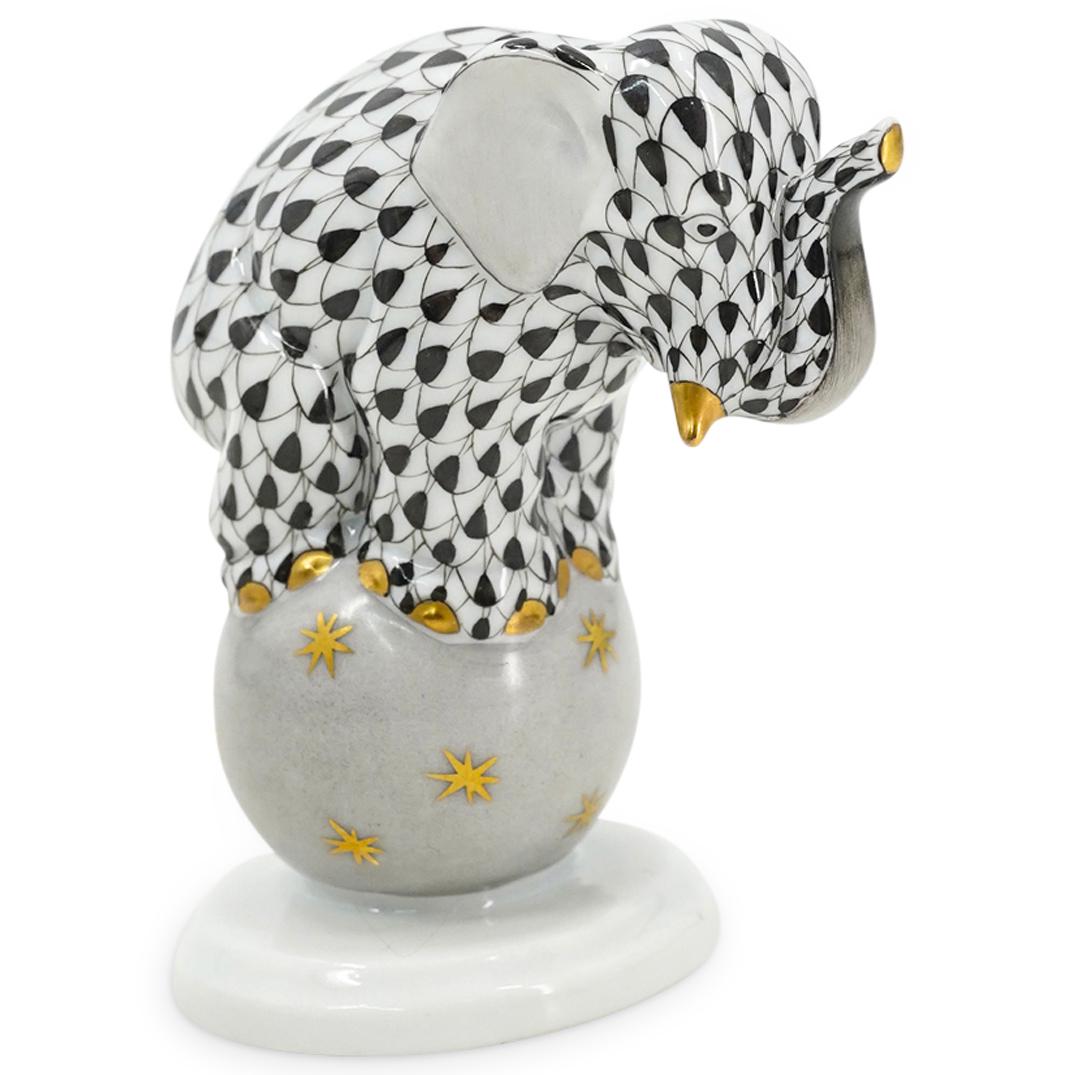 Herend Porcelain "Dancing Elephant" Black Fishnet Figurine (1 of 4)