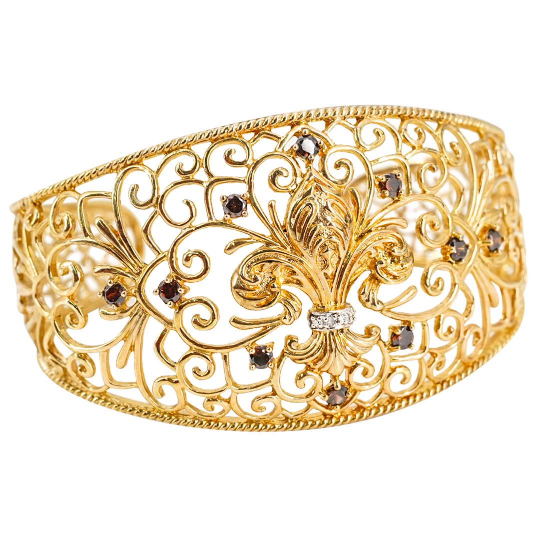 Sterling Silver Fleur-de-Lis Filigree Cuff Bracelet (1 of 4)