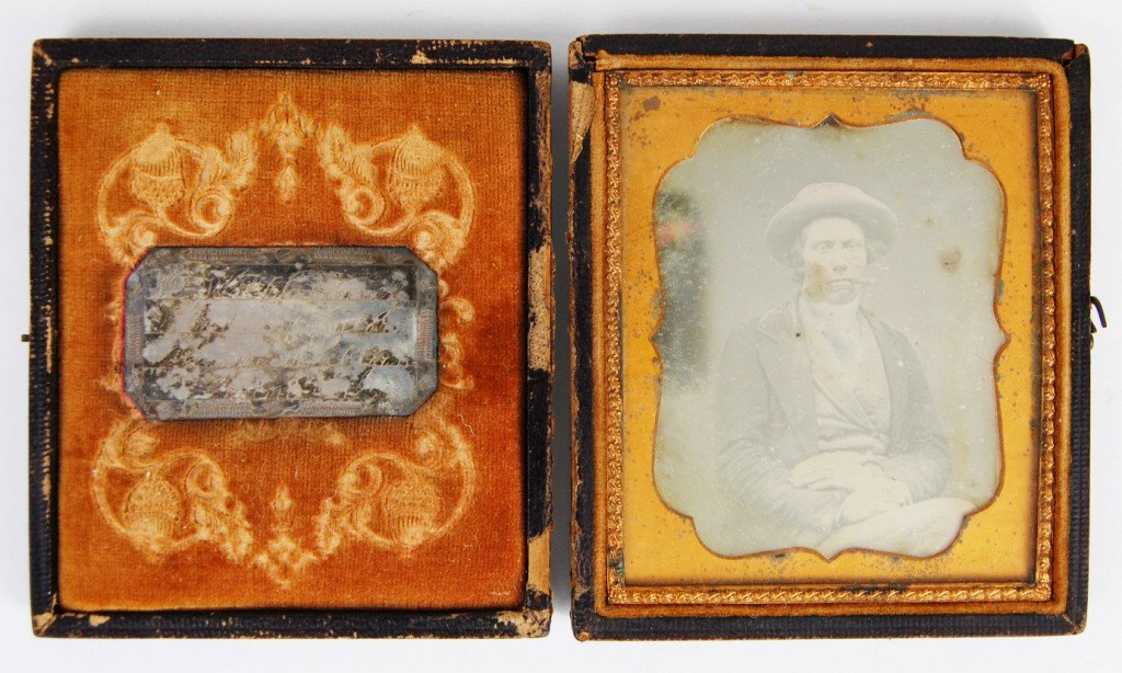 Antique 1855 Daguerreotype Photograph of a Man: DESCRIPTION: Antique silver plated copper Daguerreotype polished mirror photograph of a man. CIRCA: Mid 1800's MADE IN: USA DIMENSIONS: H:3.5"L:3.75" RESERVE: None