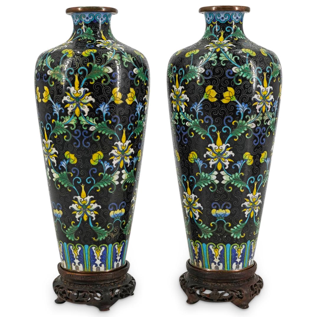 Pair of 19th Cent. Chinese Cloisonne Vases (1 of 12)