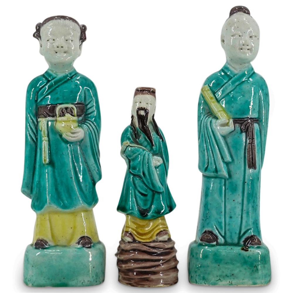 (3 Pc) Vintage Chinese Sancai Porcelain Figurines (1 of 17)