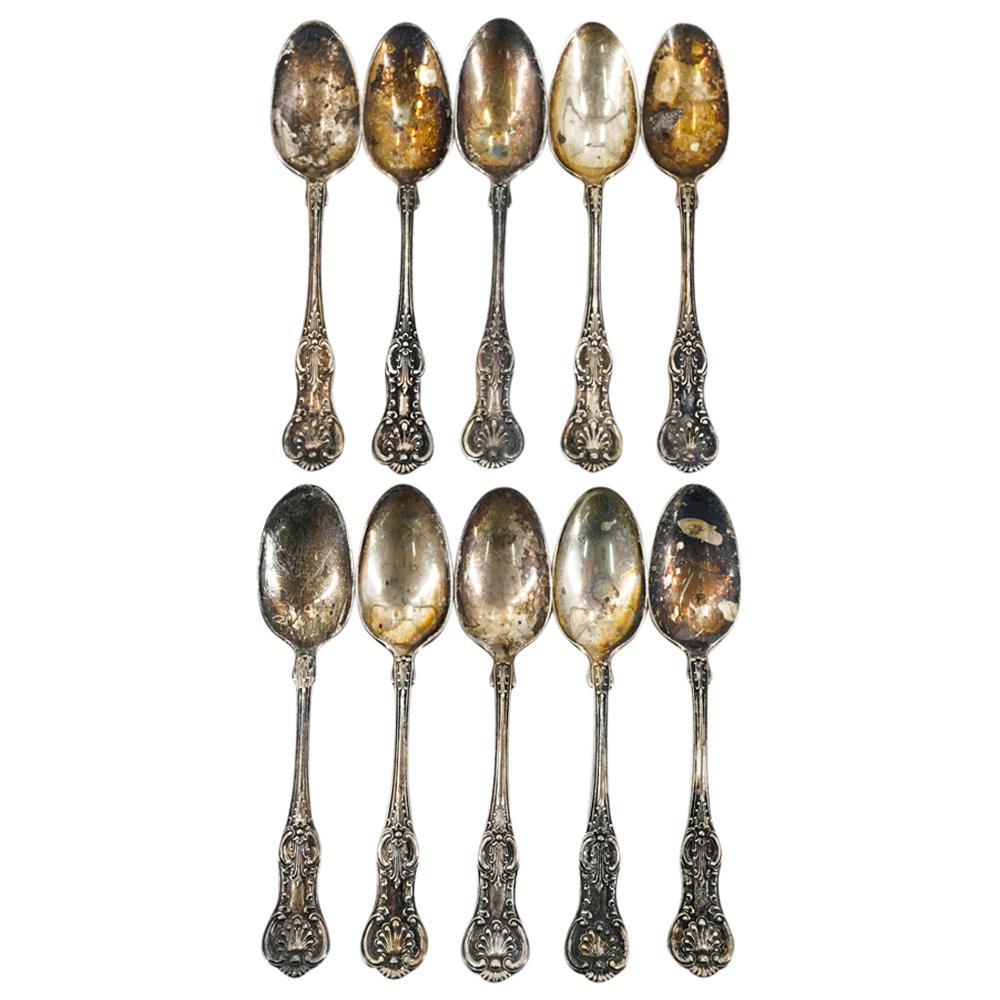 (10 Pc) Antique RW & S Wallace Sterling Silver Demitasse Tea Spoons Set (1 of 6)