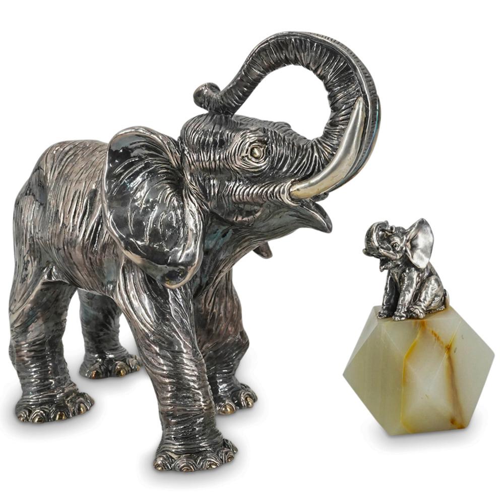 (2 Pc) Sterling Silver Overlay Elephant Figures (1 of 11)